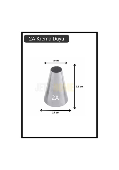 2a Yuvarlak Desen Krema Duyu Büyük Boy Pasta Duyu Paslanmaz Çelik Krema Torbası Ucu 2.4x1.2x3.8 Cm Metalik Gri