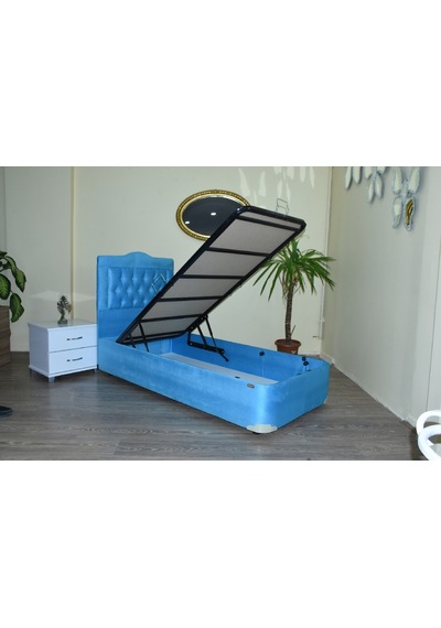 Bengimobilya Baza-Başlık Taytüy Turkuaz Renk Silin Kumaş Model Metal Çelik...