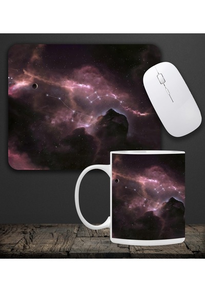 Galaksi Kupa & Galaksi Temalı Mouse Pad 23x19cm Fare Altlığı Kaydırmaz Taban De595 Ofis Hediyesi