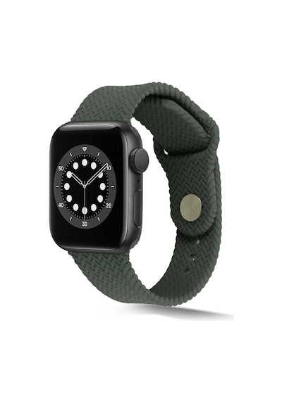 Ekılıf - Apple Uyumlu  Watch 42mm - Kordon Silikon Kordon Krd-37 - Koyu Yeşil