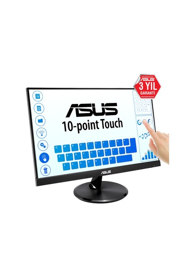 ASUS VT229H 21.5 IPS 1920x1080 5MS HDMI VGA VESA 3YIL 10 PARMAK DOKUNMATIK.CERCEVESIZ.EYECARE. FLICKER-FREE.DUSUK MAVI ISIK