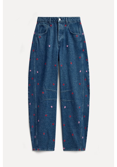 Mudo Kadın Kadın Indigo Mom Fit Desenli Pantolon 1274378 İndigo