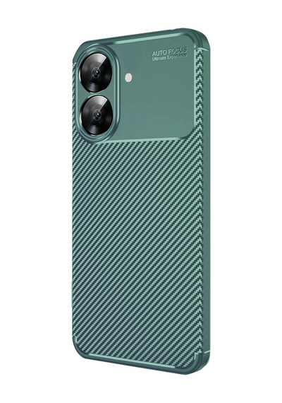 Realme Note 60 Kılıf Auto Focus Karbon Kapak Koyu Yeşil