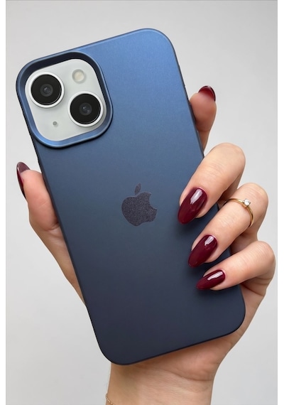 Iphone 15 Uyumlu Kılıf Logolu Lansman Soft Yumuşak Içi Kadife Silikon Kapak Lacivert