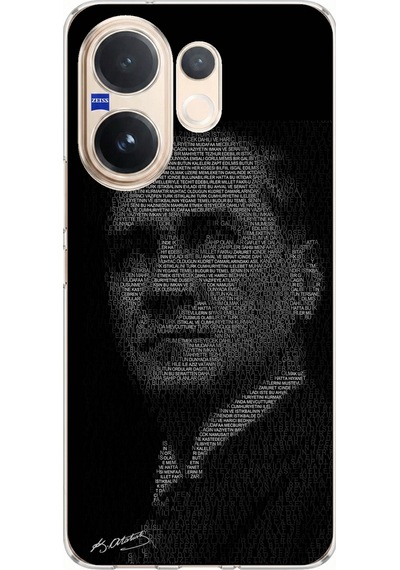 Vivo V60 Uyumlu Gençliğe Hitabe Yazılı Atatürk Silüeti Baskılı Silikon Kılıf Renkli