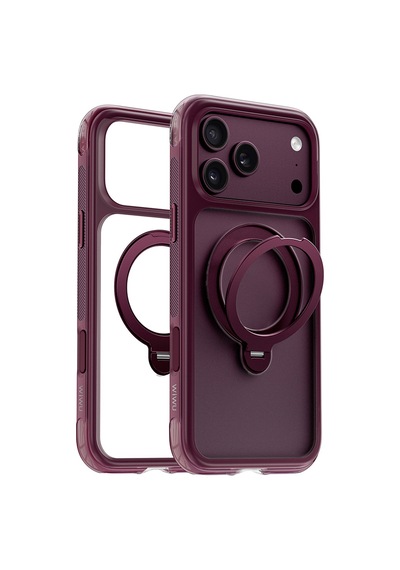 Apple iPhone Uyumlu 18 Pro Kılıf Wiwu As-203 Aeroshield Ultra Serisi M-safeli Airbag Standlı Kapak Bordo