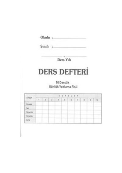Ders Defteri 10 Derslik Günlük Yoklamalı 200 Sayfa