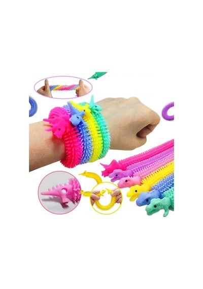 4 Adet Duyusal Dinazorlu Stres Oyuncağı Uzayan Bileklik Dınosaur Sensory Fidget Toy Anti Stress Toys