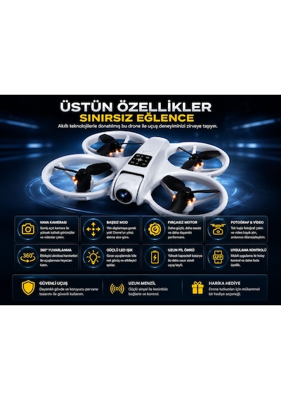 L88 Hd Kamera Ledli 360 Dönebilen Optik Akış Sabitleme Ve Başsız Modlu Drone