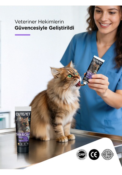 Cutepet Skin & Coat Kedi Deri Ve Tüy Sağlığı Malt 100g Omega 3-6-9, Biotin Ve Kolajen Destekli