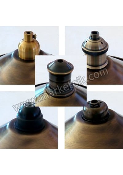 Dekoratif Eskitme Metal Abajur Aplik Rustik Ampul Şapkası 30 Cm