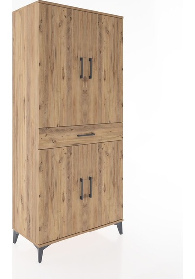 Hyperion Dolap 4 Raflı Tek Çekmeceli 4 Kapaklı 88x44x195 Çam-çam Atlas Çam
