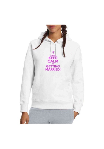 Can'T Keep Calm Can´T Keep Calm Baskılı Beyaz Kadın Kapşonlu Swe