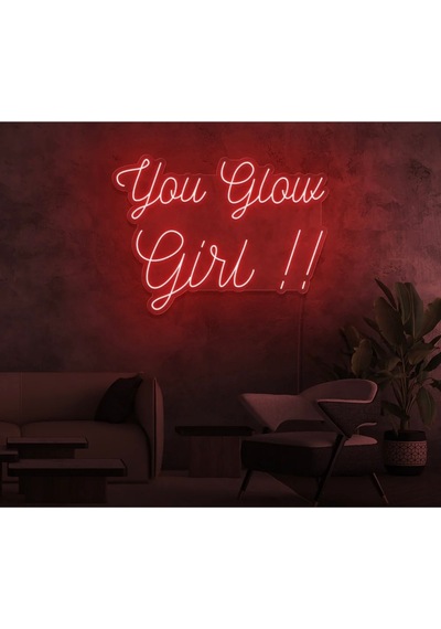 You Glow Girl Yazılı Neon Tabela Kırmızı