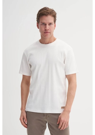 Cazador Bisiklet Yaka Slim Fit Likarlı Düz Tişört 4163 Ekru Ekru