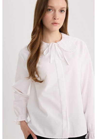 DeFacto Regular Fit Poplin Uzun Kollu Gömlek Tunik E4355AX25SPWT84