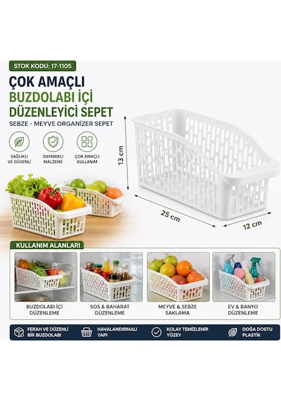 Urve Ur-3564 Jumbo Çok Amaçlı Plastik Organizer 25x13x12 Cm - Beyaz- 48'li Paket