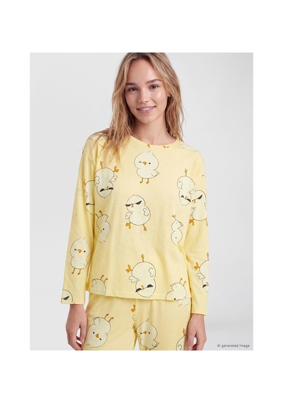 LC Waikiki Alıta Cıty Farkıyla Lcw Young Sarı Penye Desenli Uzun Kollu Kadın Pijama Takım Sari - 929503497 Sari LC Waikiki Alıta Cıty Farkıyla Lcw Young Sarı Penye Desenli Uzun Kollu Kadın Pijama Takım Sari - 929503497 Sari