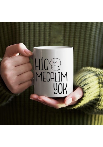 Hiç Mecalim Yok Tasarımlı Kupa Bardak Siyah