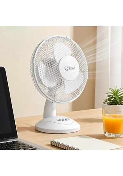 Masaüstü Vantilatör 23 Cm Fan Çapı, 3 Kademeli Hız Ayarlı, Salınım Fonksiyonlu, Sessiz Çalışan Kompakt Mini Fan, Ev Ofis Masa Üstü Kullanım İçin Beyaz Vantilatör