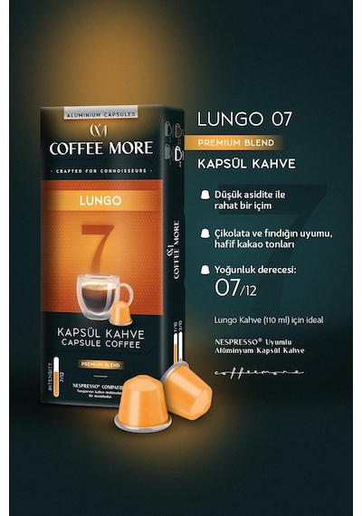 7 Lungo Kapsül Kahve 10 X 3 Paket 30 Adet Nespresso Uyumlu