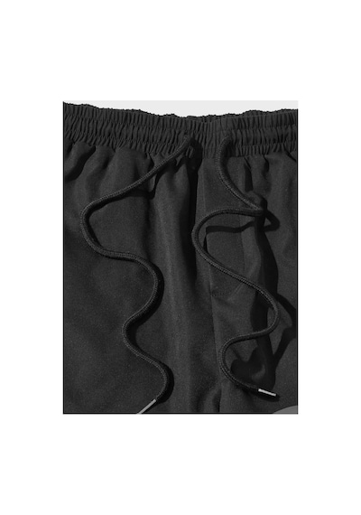Tarzsokak Reflective Cartoon Graphic Drawstring Waist Pants Siyah