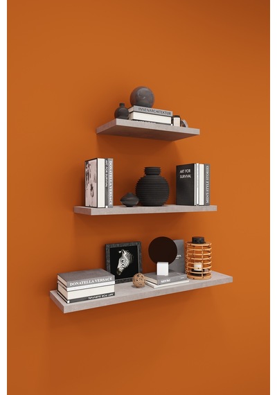 Asra Trend Modern 3'lü Uçan Raf Çok Amaçlı Duvar Rafı Organizer %100 Mdf Kitaplık Mutfak Banyo Rafı Drf05 Retro Taş