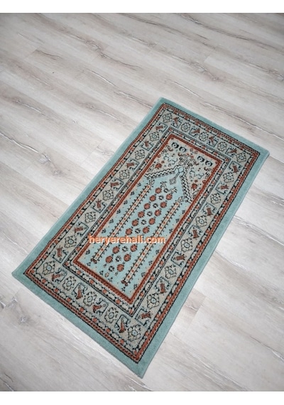Halı Sarayı Asya Namazlık Seccade Ince 10503Y7Yeşil Sim 65x115 CM