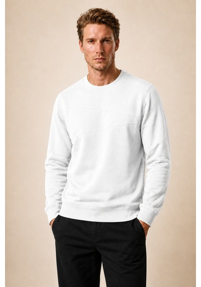 Redline Lines Regular Fit Kışlık Sweatshirt Beyaz