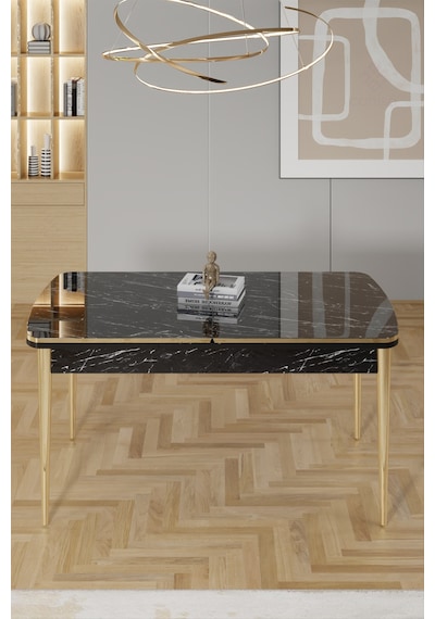 Canisa Rada Serisi 80x132 Açılabilir Lak Panel Siyah Mermer Desen Masa 4 Siyah Sandalye Gold Detay Masa Siyah Mermer Desen Sandalye Siyah Canisa Rada Serisi 80x132 Açılabilir Lak Panel Siyah Mermer Desen Masa 4 Siyah Sandalye Gold Detay Masa Siyah Mermer Desen Sandalye Siyah