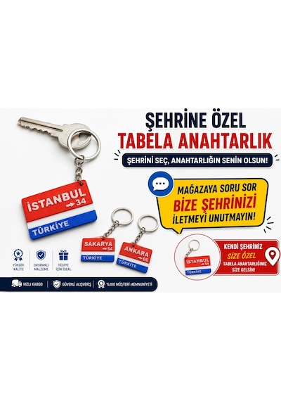 Şehir Tabelası Anahtarlık , Kişiye Özel - Hediyelik Şehir İsimli Plakalı Araç Anahtarlık - Tabela An