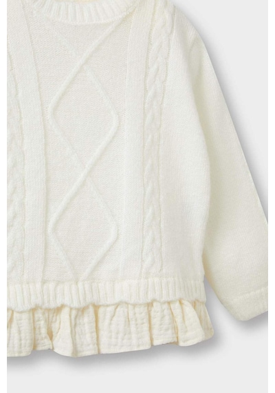 Defacto Kız Bebek Regular Fit Bisiklet Yaka Kazak F2445a525wner134 Ekru