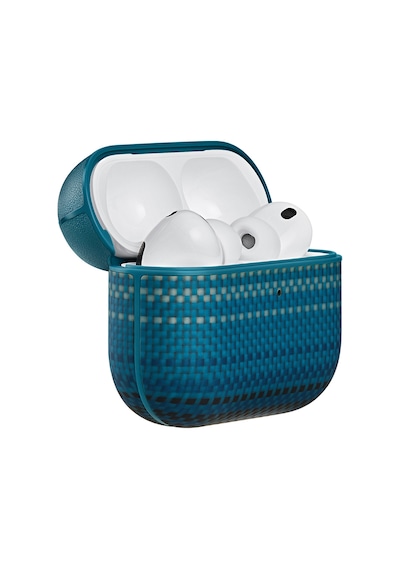 Apple Uyumlu AirPods Pro 3 Kılıf Aramid Fiber Pitaka Tactile Woven Sunset-moonrise Serisi Kapak Mavi Mavi