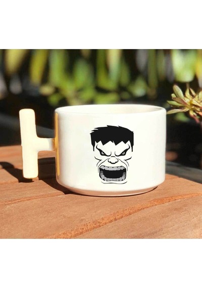Hulk Silüet Baskılı Beyaz T Kulp Kupa Bardak