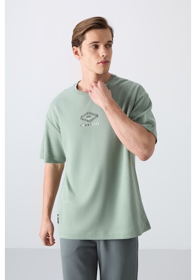 Tommy Life Açık Yeşil Pamuklu Kalın Yumuşak Dokulu Oversize Fit Baskılı Erkek T-shirt - 88325 CAMEL Tommy Life Açık Yeşil Pamuklu Kalın Yumuşak Dokulu Oversize Fit Baskılı Erkek T-shirt - 88325 CAMEL