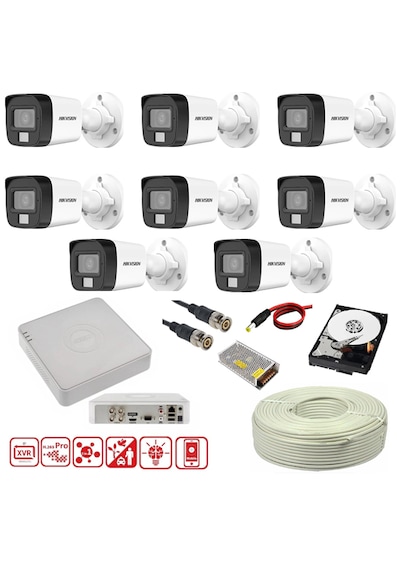 Hikvision 8 Kamerali Gece Renkli 8 Kanal 500gb Hdd