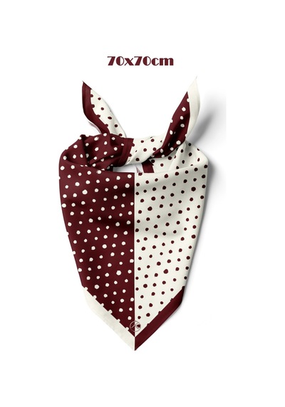 İkilem Puantiye Desen Mürdüm 70 70cm Bandana/fular Çok Renkli