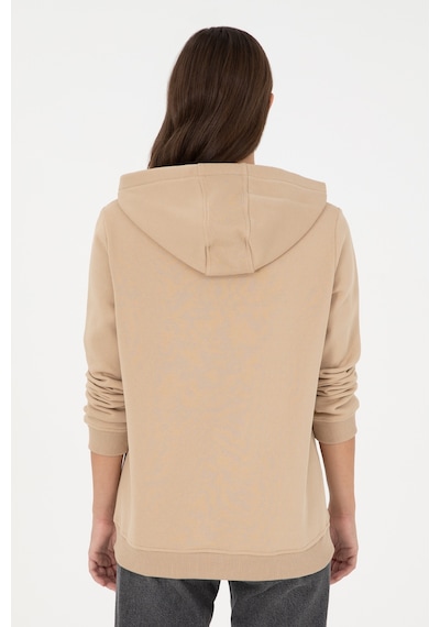 U.S. Polo Assn. Kadın Kum Basic Kapüşonlu Sweatshirt 50289536-VR085