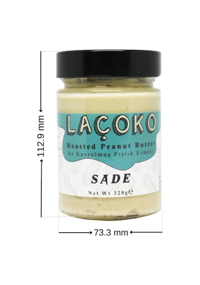 Laçoko Şekersiz Katkısız Glutensiz Vegan Doğal Az Kavrulmuş Çiğ Yer Fıstığı Ezmesi 2 x 320 G