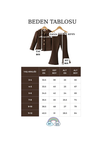 My Kids Wear Kız Çocuk Bayramlık Tüvit Ceket & İspanyol Paça Pantolon Takım 12552 Siyah