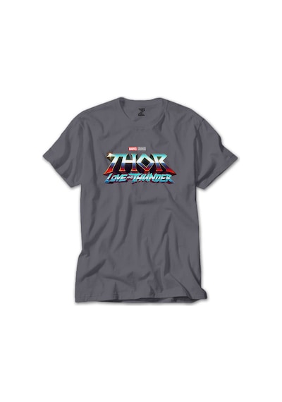 Thor Love And Thunder Logo Blue Gri Tişört Gri