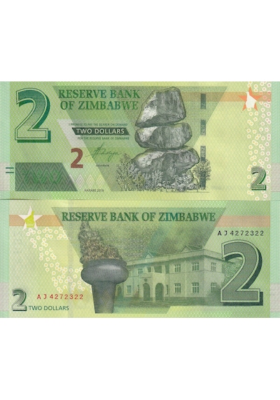 Zimbabwe 2019 Yılı 2 Dolar Yabancı Kağıt Para Çil Unc Koleksiyon Para