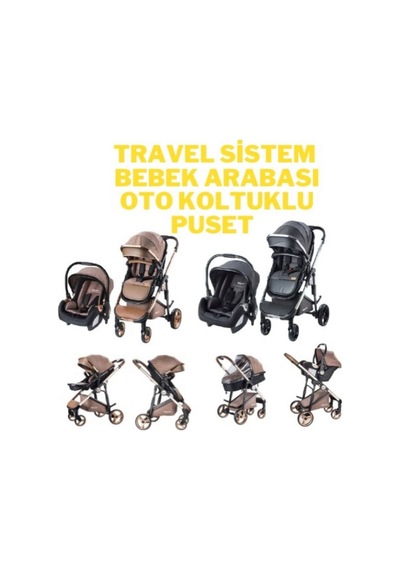 Yeni Doğan Armada Bebek Çeyiz Seti Travel Sistem Bebek Arabası Park Beşik... Kahverengi