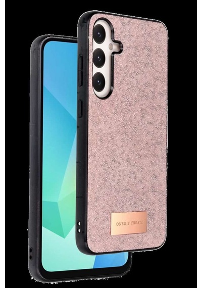 Onegif Galaxy A56 Bright Simli Kapak - Pembe
