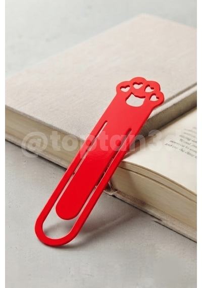 Kırmızı Pati Kitap Ayracı, Sevimli Kedi Pati Figürlü Ayraç, Kedi Severlere Hediyelik Kitap Ayracı - 10cm