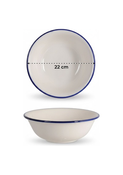 6'lı Valencia Salata Kasesi 22cm Rim Lacivert Rinart Krem