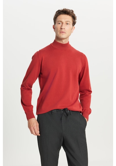 AC&Co / Altınyıldız Classics Erkek Kıremıt Pamuklu Standart Fit Normal Kesim Yarım Balıkçı Yaka Triko Kazak KIREMIT