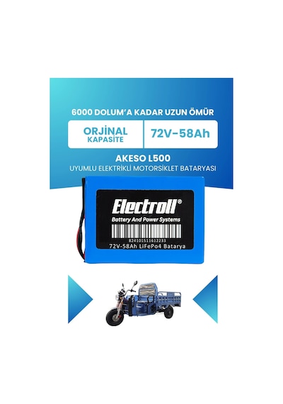 Akeso L500 Uyumlu Batarya Standart Kapasite Lifepo4 72v 58ah Elektrikli Motorsiklet Bataryası