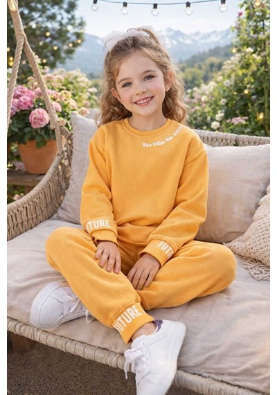 Bubiee Baby Wow Stylish Çocuk Sarı Eşofman Takımı Pamuklu 'future' Baskılı 3 İplik Şardonlu Alt Üst Takım Bubiee Baby Wow Stylish Çocuk Sarı Eşofman Takımı Pamuklu 'future' Baskılı 3 İplik Şardonlu Alt Üst Takım