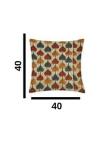4'lü Dijital Baskılı Dekoratif Yastık Kılıfı Seti 45x45 Cm - Retro Yaprak Deseni, Sonbahar Renkleri Kırmızı, Diğer